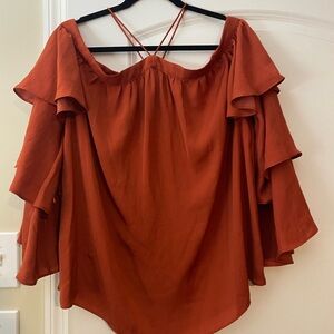 Gianni Bini Terracotta Off-Shoulder Blouse